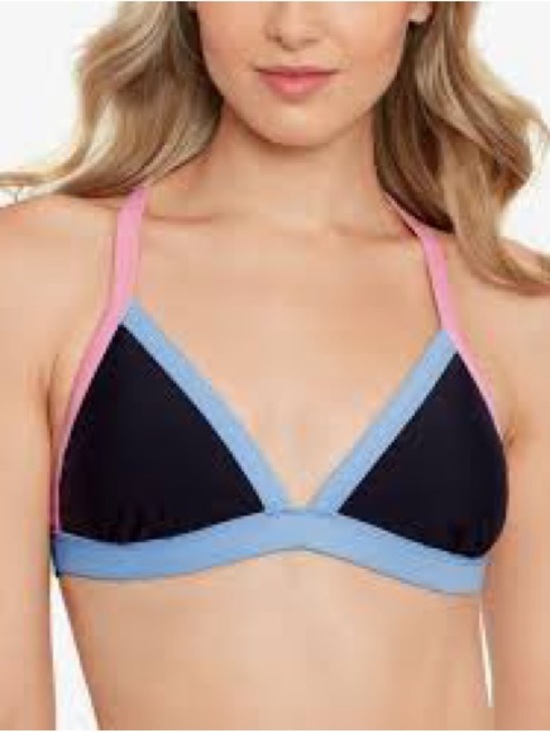 Salt + Cove Other - Salt + Cove Black Triangle Bikini Top with Pink & Light Blue Trim